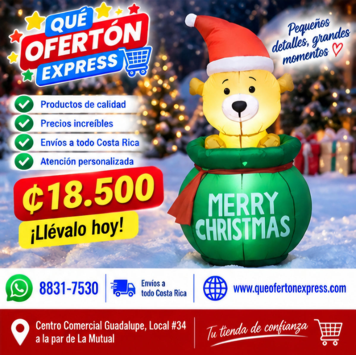 🎄🐻 OSITO DE REGALO INFLABLE NAVIDEÑO.🐻🎄