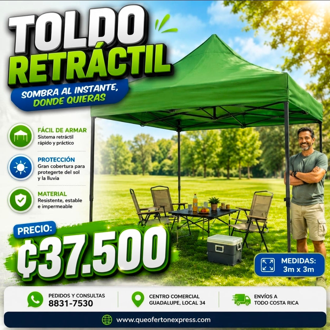 ⛺🌿 TOLDO RETRÁCTIL 3x3 METROS