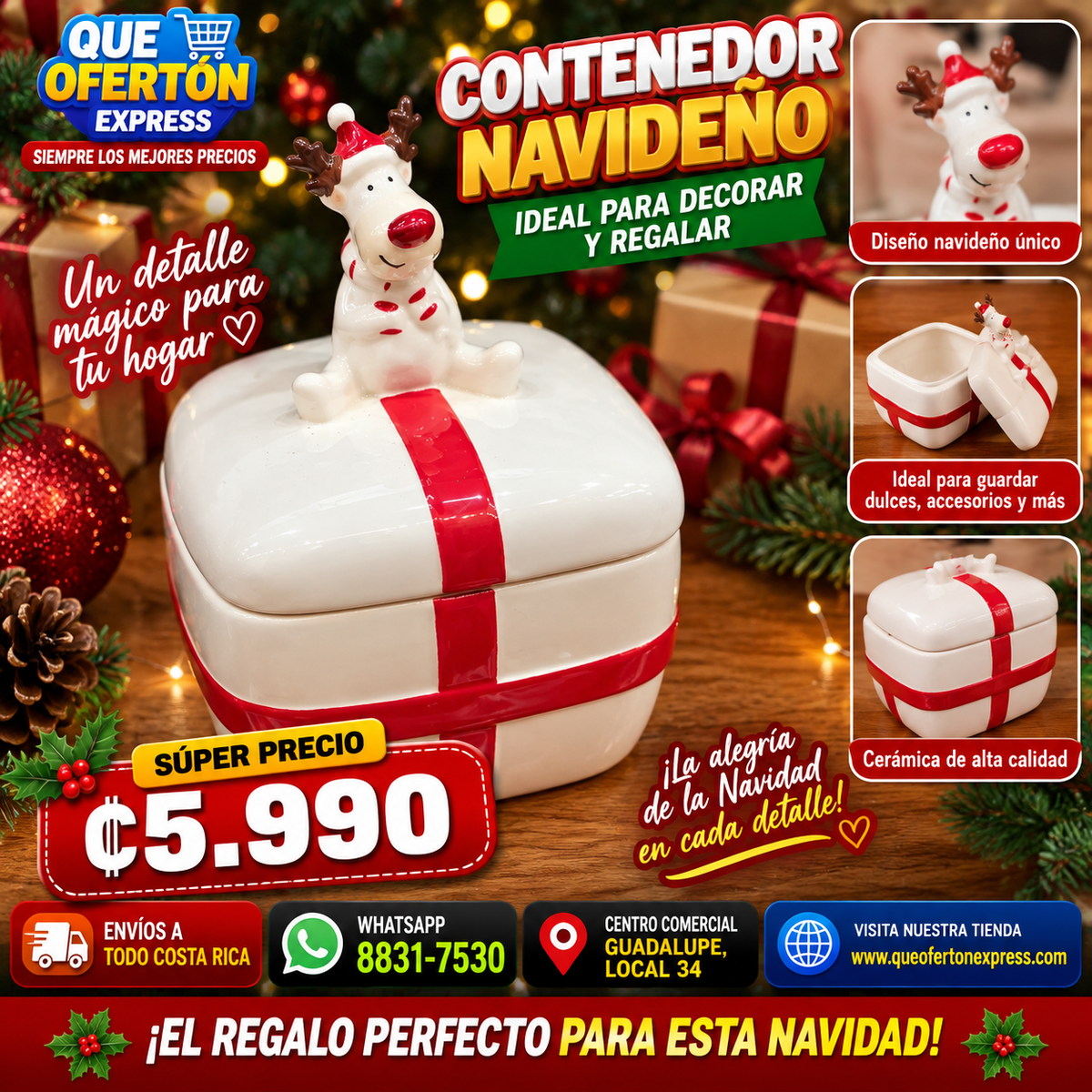 🎄✨ CONTENEDOR NAVIDEÑO CON RENO ✨🎄