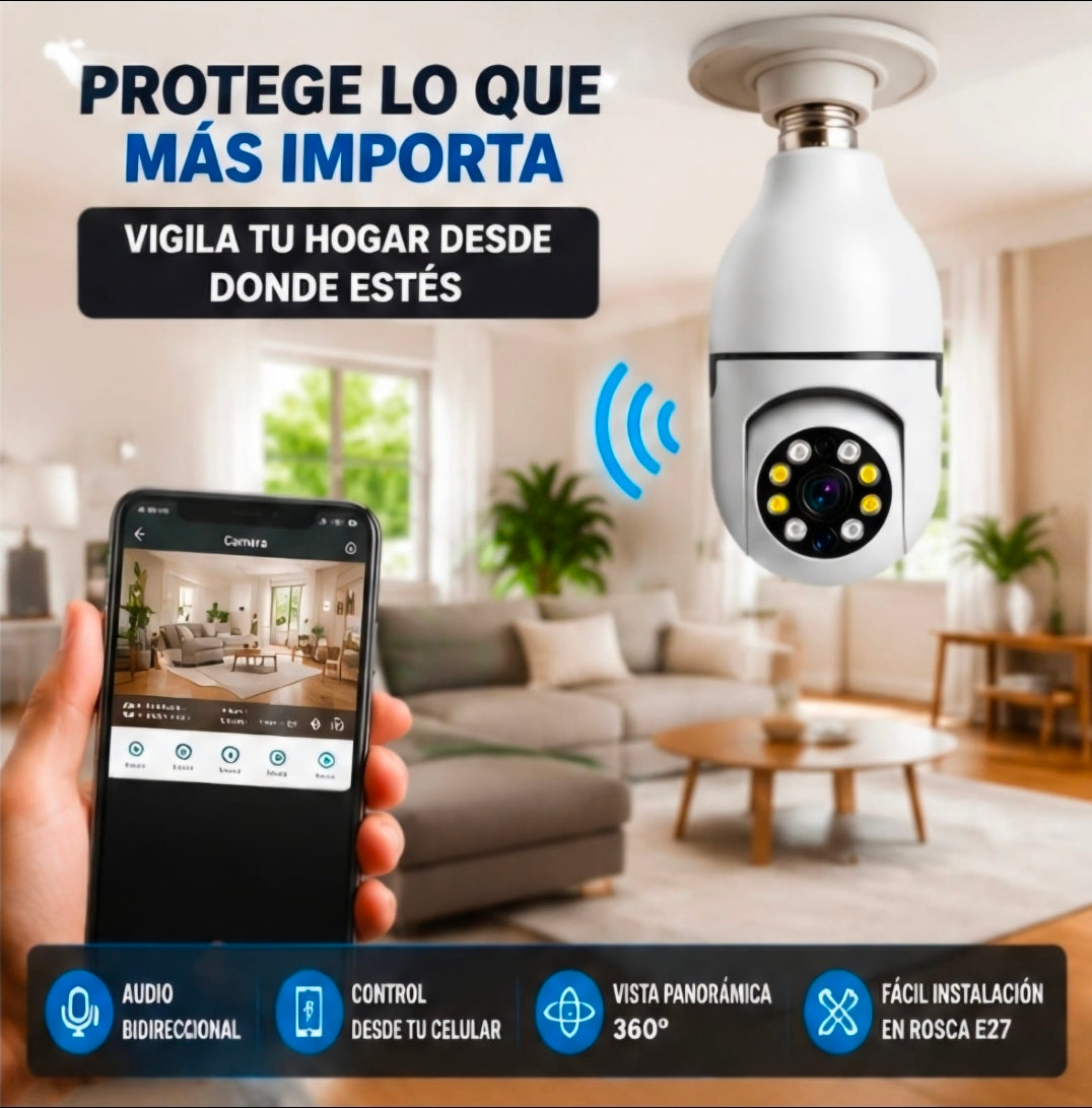 📹💡 CÁMARAS TIPO BOMBILLO WIFI 5G – PROMOCIÓN 2 UNIDADES