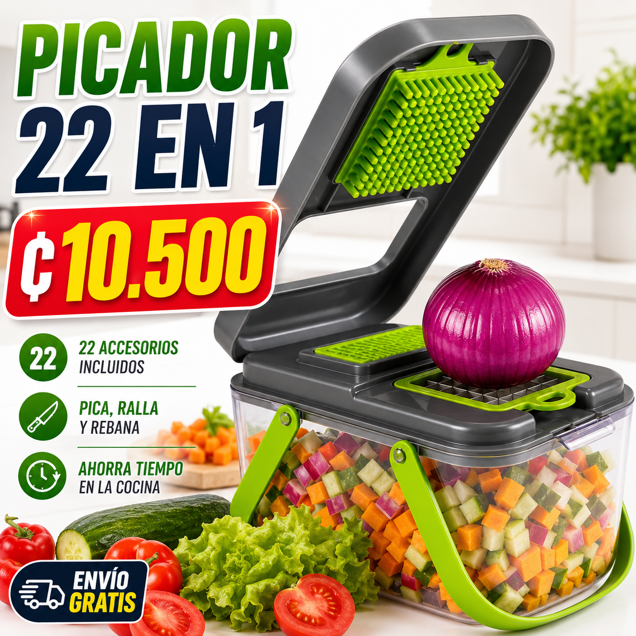 Cortador de verduras multifuncional 22 en 1 + ENVIO GRATIS