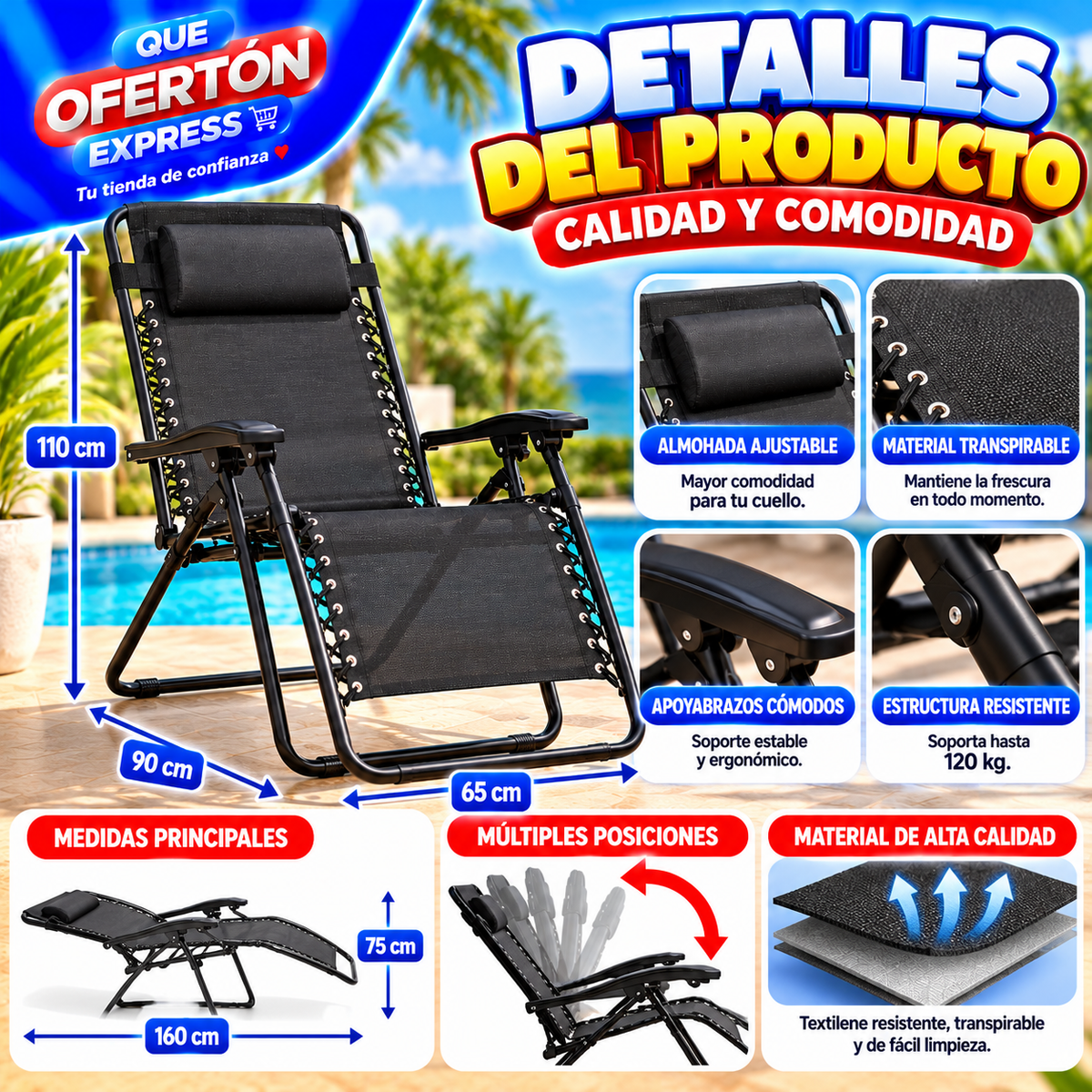 🪑 Silla Reclinable Cero Gravity – ¡Máximo confort!