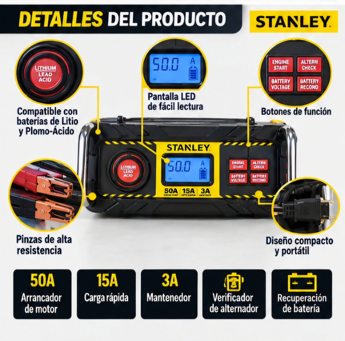 🔋⚡ CARGADOR DE BATERÍA STANLEY 50A