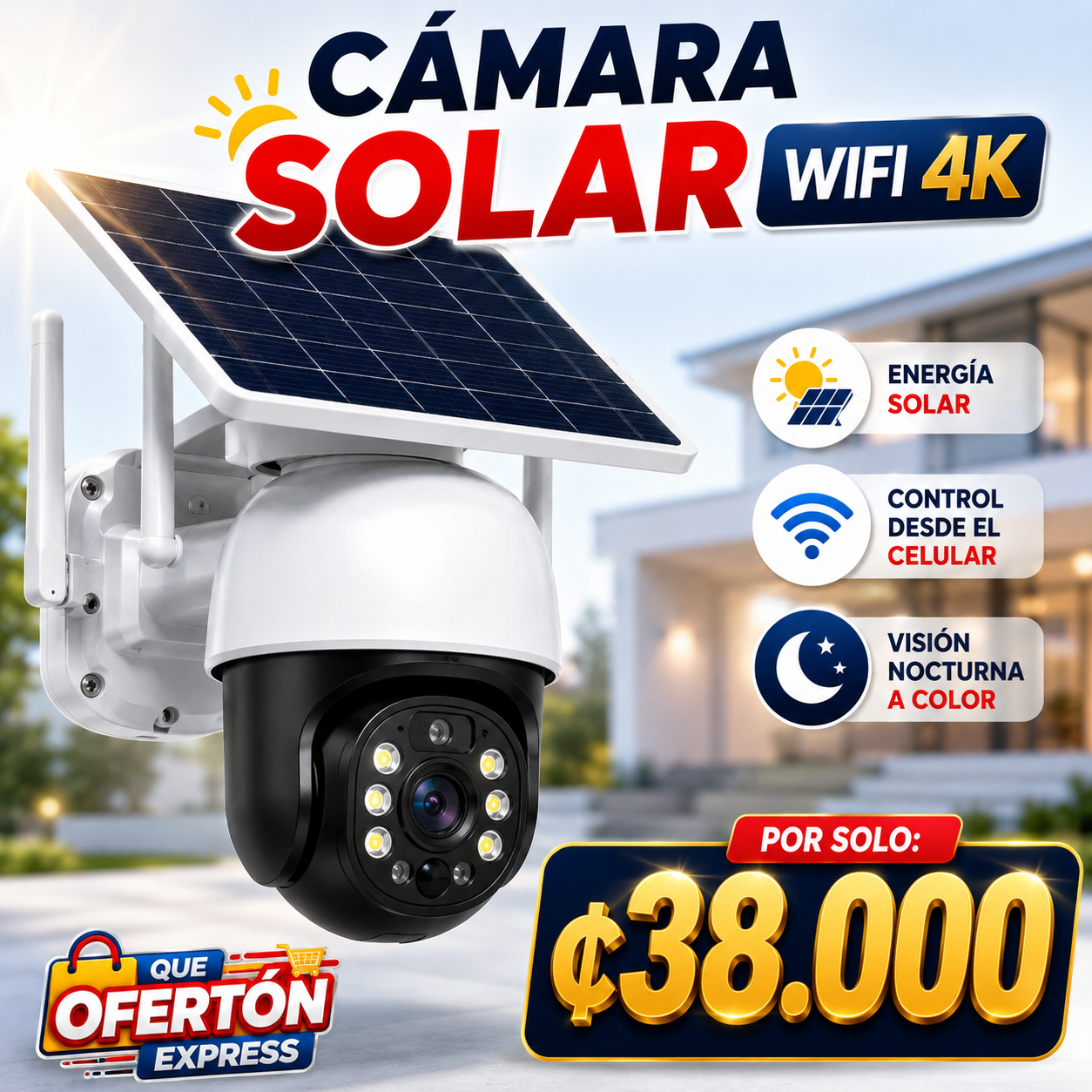 🔒☀️ Cámara de Seguridad Solar 4K SO33 📹🏡