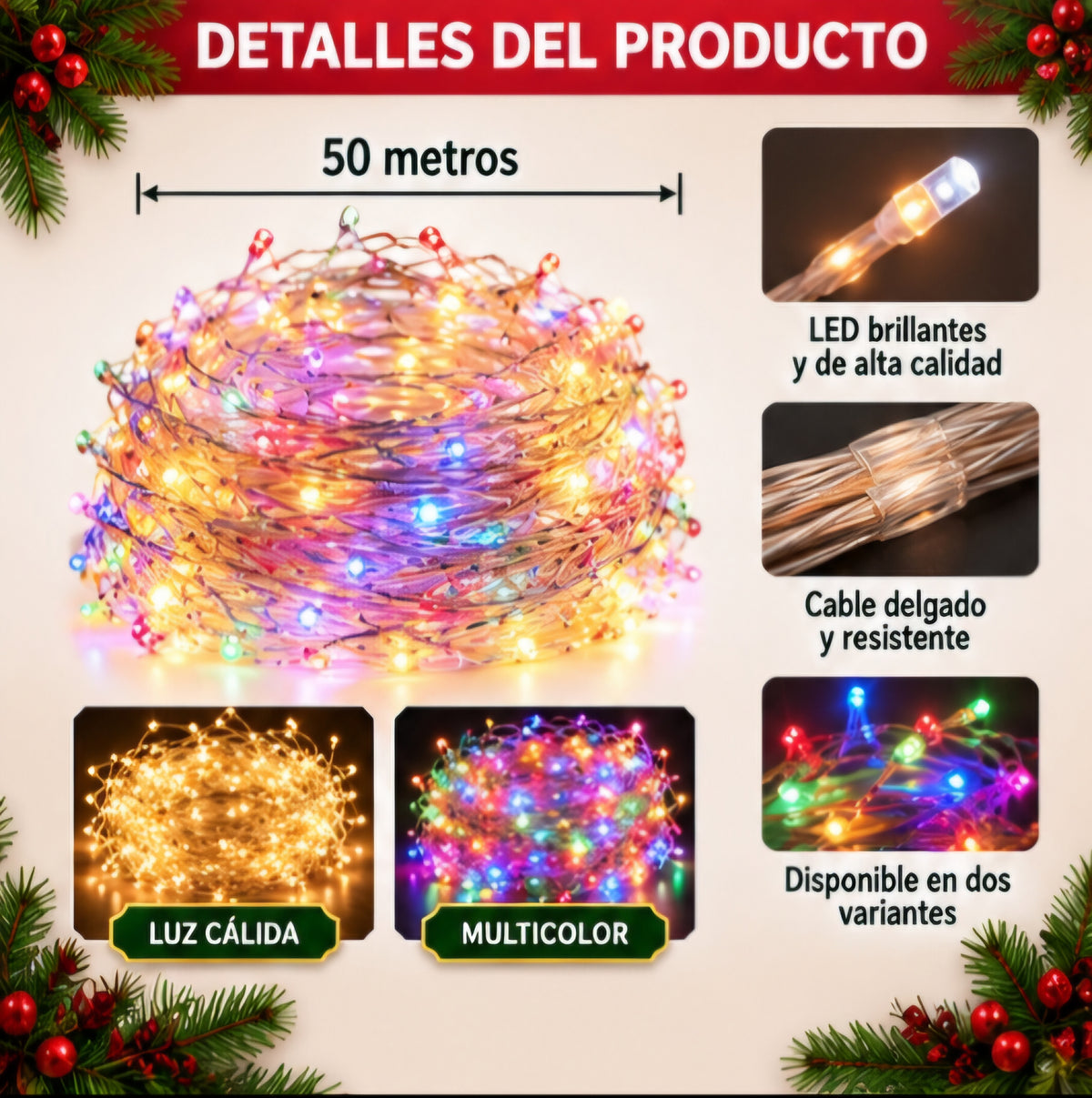 ✨🎄 LUCES TIPO HADA 50 METROS 🎄✨
