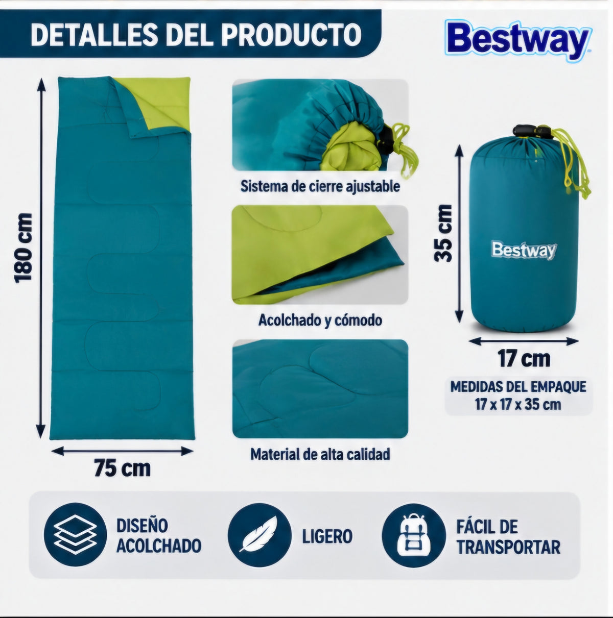 🏕️ SLEEPING BAG ACOLCHADO BESTWAY.