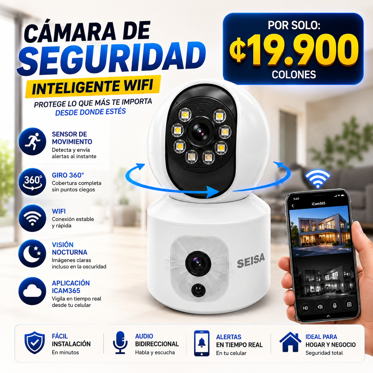 📹🔥CÁMARA WIFI DOBLE LENTE ¡SEGURIDAD INTELIGENTE PARA TU HOGAR Y NEGOCIO! 🔥📹