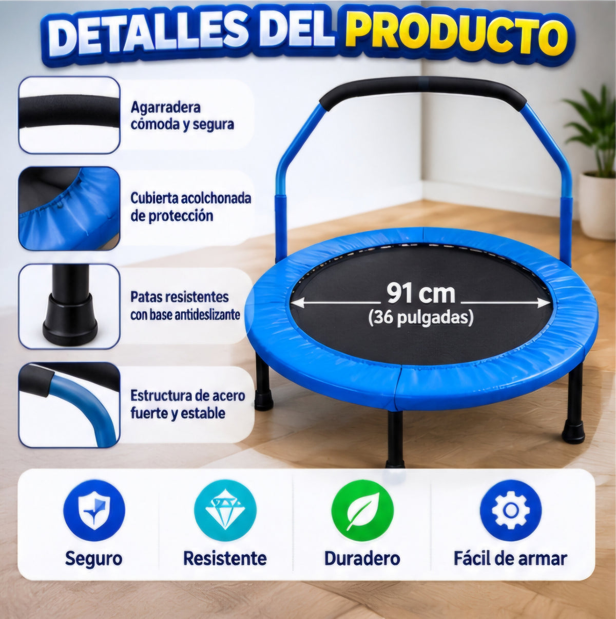 💙🤸 ¡MINI TRAMPOLÍN CON AGARRADERA! 🤸💙