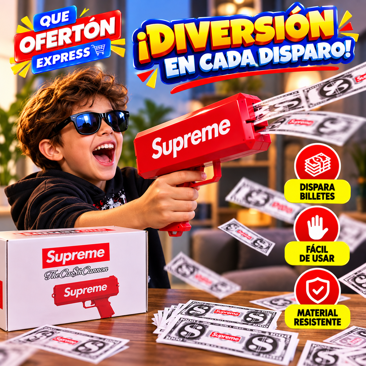 💸 PISTOLA LANZADORA DE BILLETES – CASH CANNON