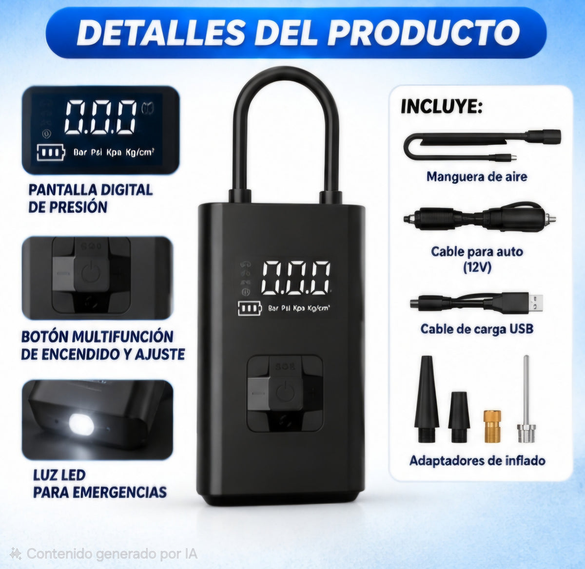 🚗💨 COMPRESOR DE AIRE PORTÁTIL DIGITAL