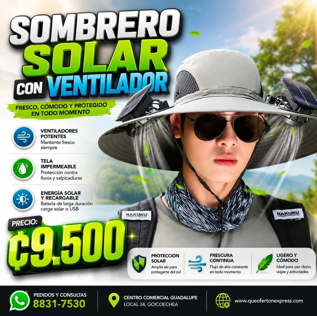 🌞🧢 SOMBRERO SOLAR CON VENTILADOR