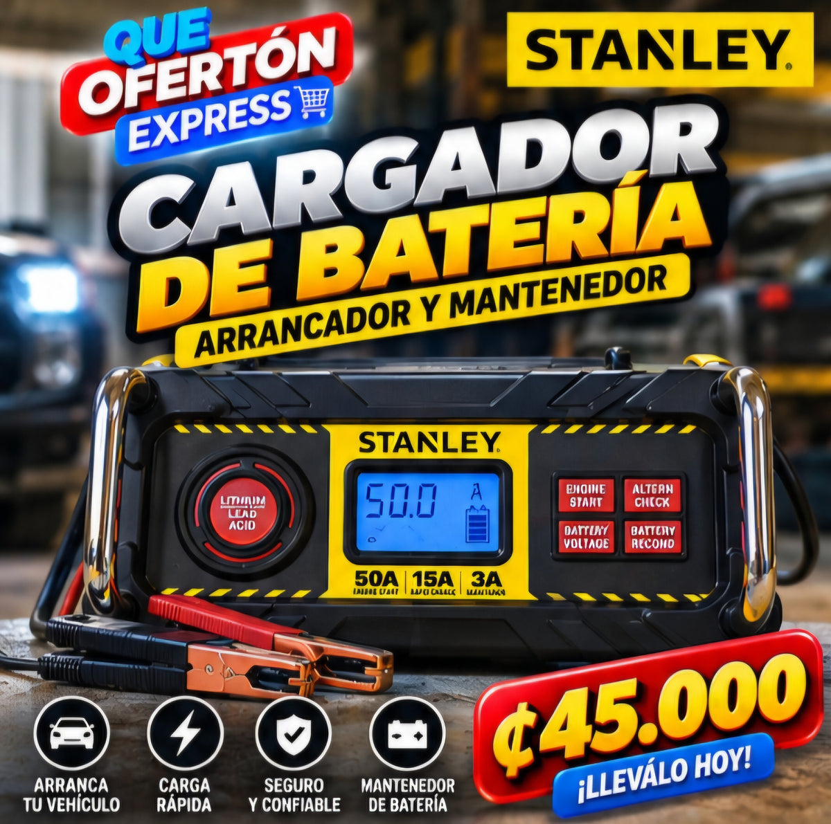 🔋⚡ CARGADOR DE BATERÍA STANLEY 50A