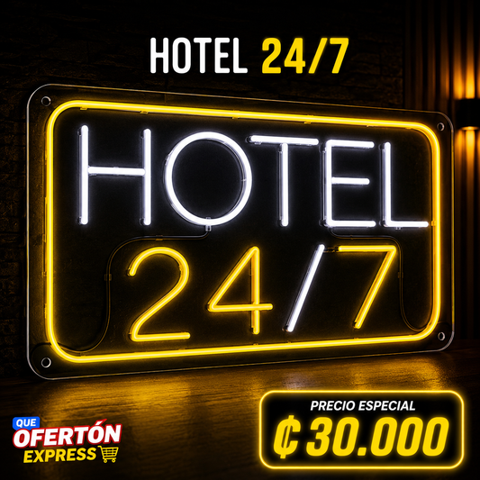 Letrero Neón LED HOTEL 24/7