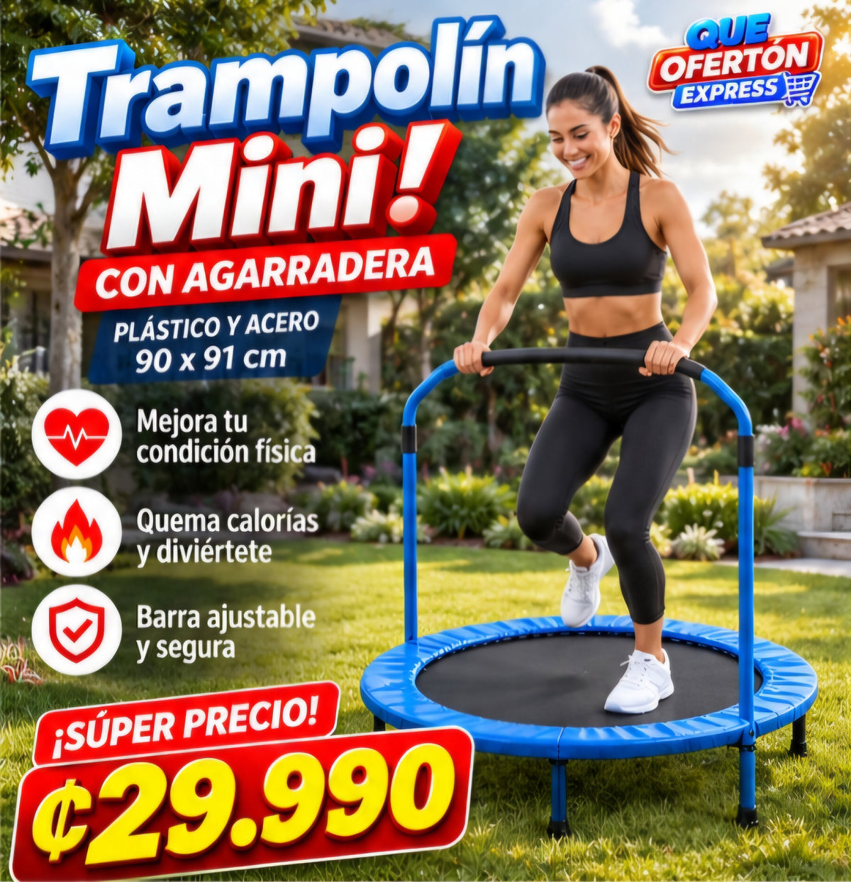 🏃‍♂️ Mini Trampolín de Ejercicio 36”💪