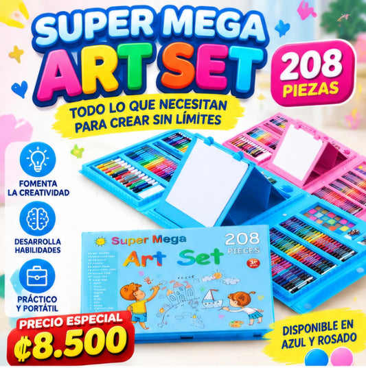 🎨 SUPER MEGA ART SET – 208 PIEZAS 🖍️✨