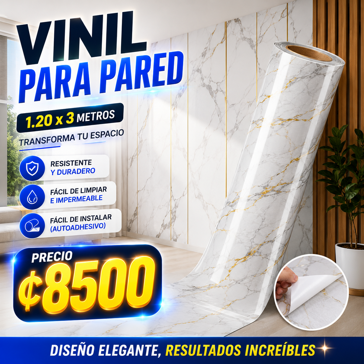 🏠✨ VINIL DECORATIVO PARA PARED 1.20 x 3 METROS ✨🏠