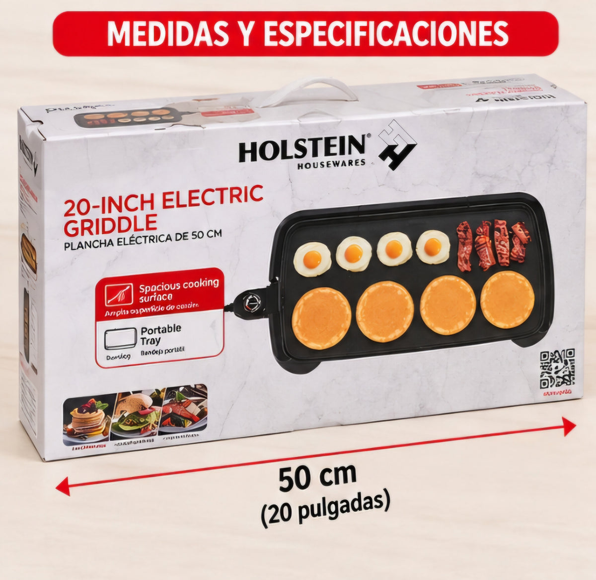 🍳 PLANCHA ELÉCTRICA HOLSTEIN DE 50 CM