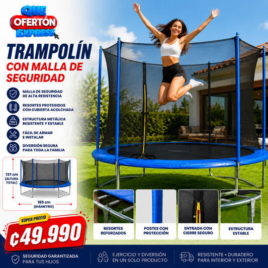 🎉 ¡TRAMPOLÍN CON MALLA DE SEGURIDAD! 🤸‍♂️🎈