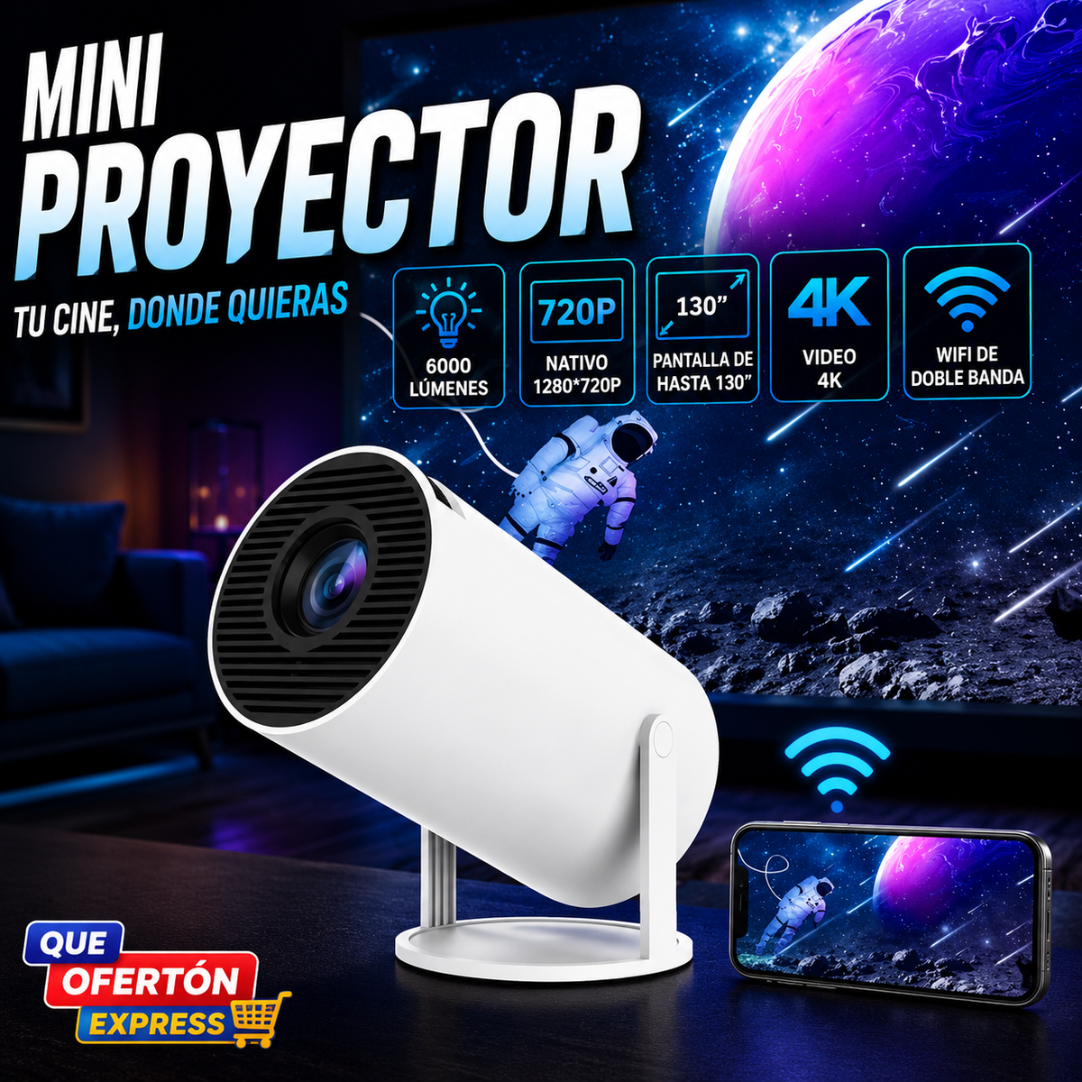 Mini Proyector Inteligente 4K
