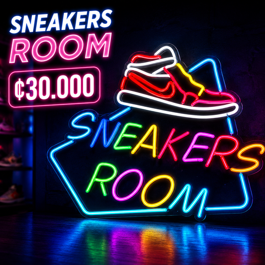 👟 Letrero Neón Sneakers Room LED – Decoración para Tiendas de Calzado