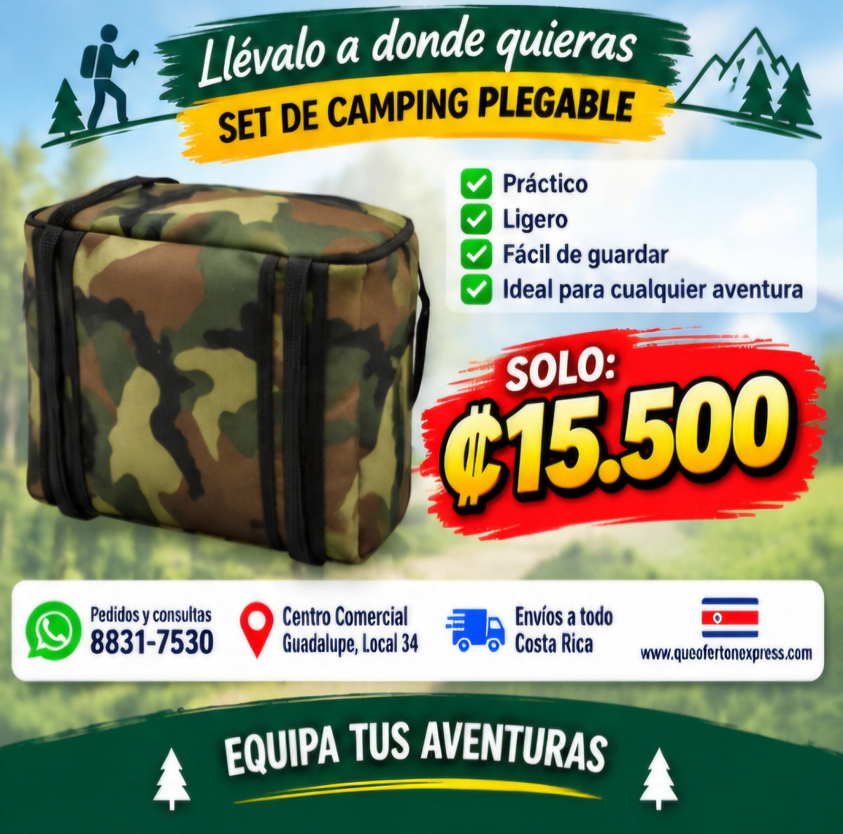 🏕️🌿 SET DE CAMPING PLEGABLE 🌿🏕️