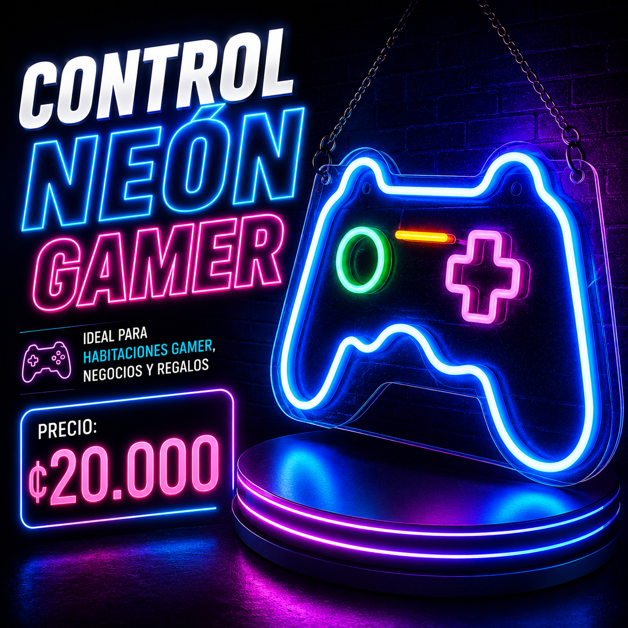 🎮 Aviso Luminoso Control Neón Gamer LED USB – Decoración para Habitación Gamer