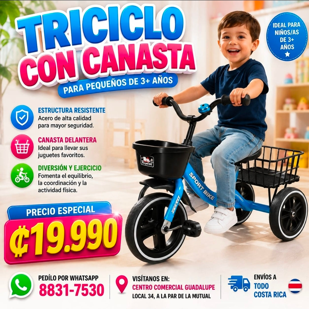 🚲✨ TRICICLO INFANTIL CON CANASTA ✨🚲