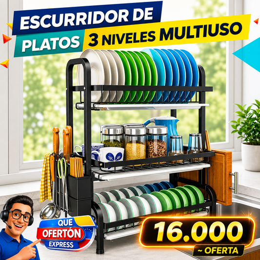 ✨🍽️ Escurridor de Platos Multiuso de 3 Niveles 🍽️✨