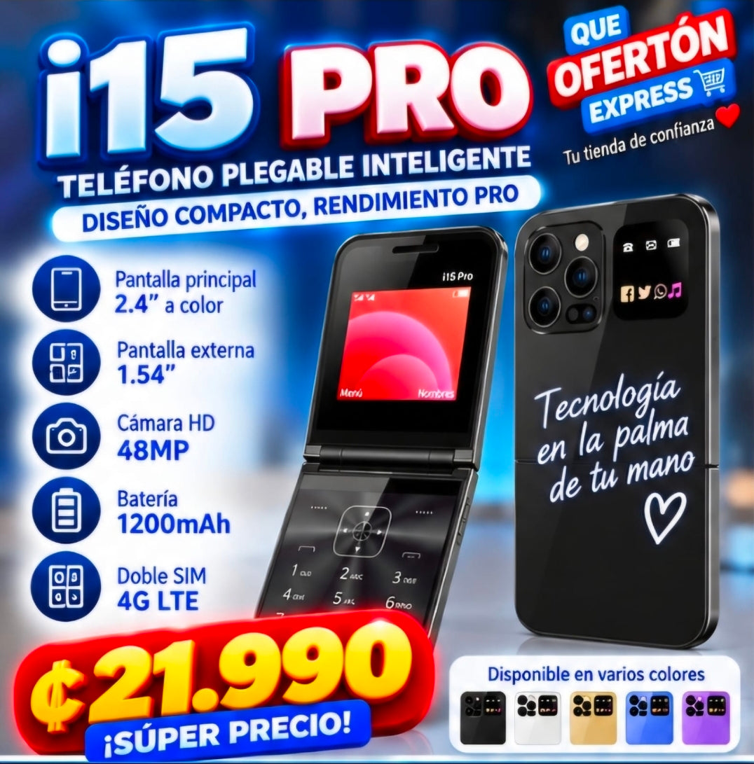 📱✨ MINI  TELEFONO CELULAR PLEGABLE i15 PRO ✨📱