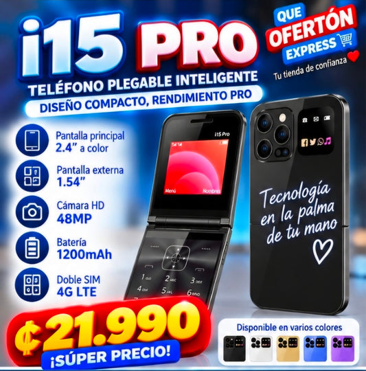 📱✨ MINI  TELEFONO CELULAR PLEGABLE i15 PRO ✨📱