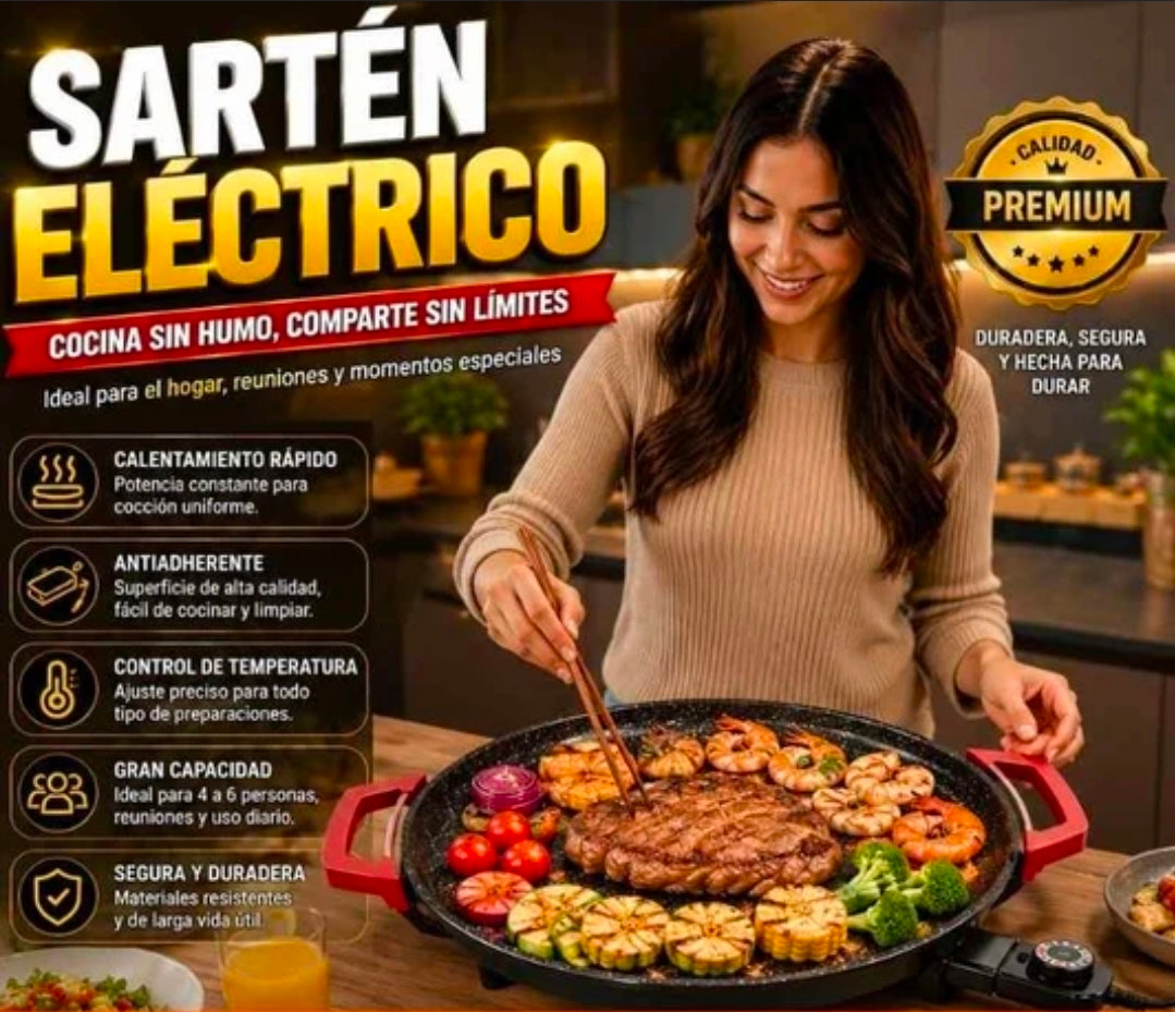 Sartén parrilla antiadherente plancha redonda coreana sin humo
