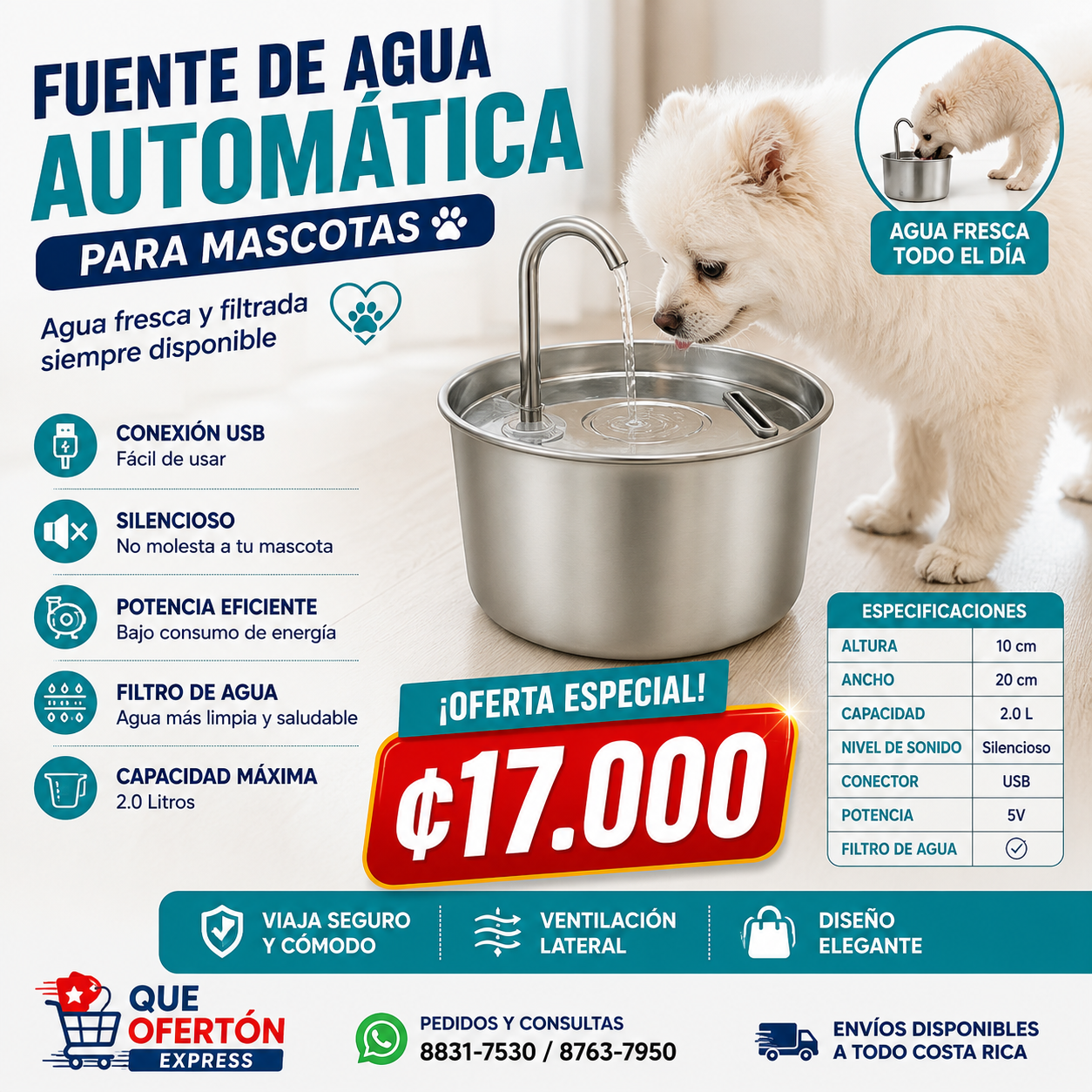 🐶💧 Fuente de Agua Automática para Mascotas