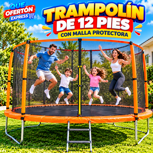 🎉 TRAMPOLÍN 12 PIES CON MALLA PROTECTORA