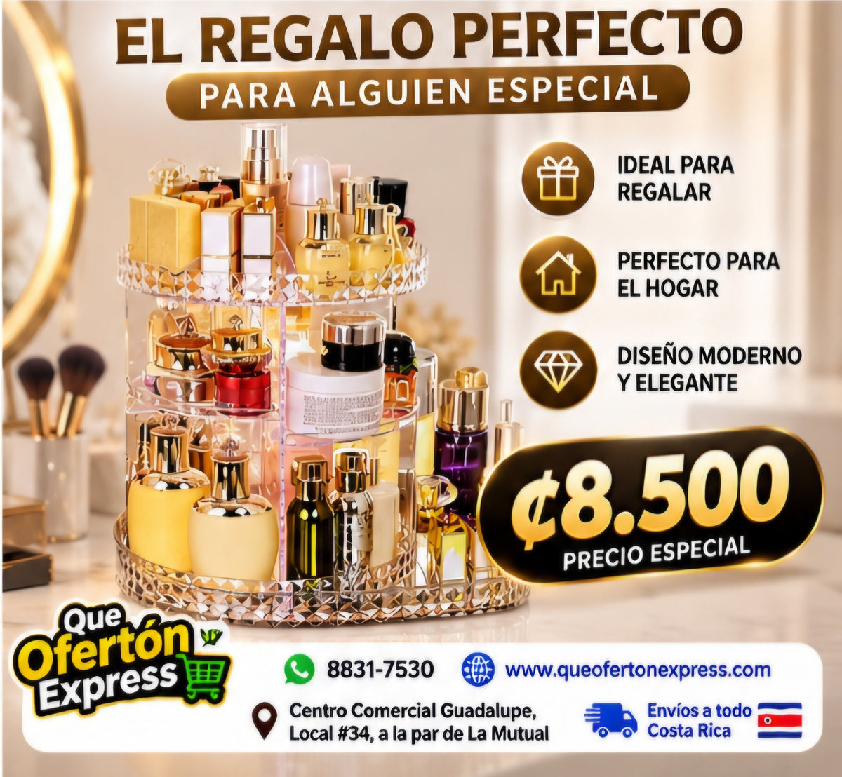 ✨ ORGANIZADOR DE MAQUILLAJE GIRATORIO 360° ✨