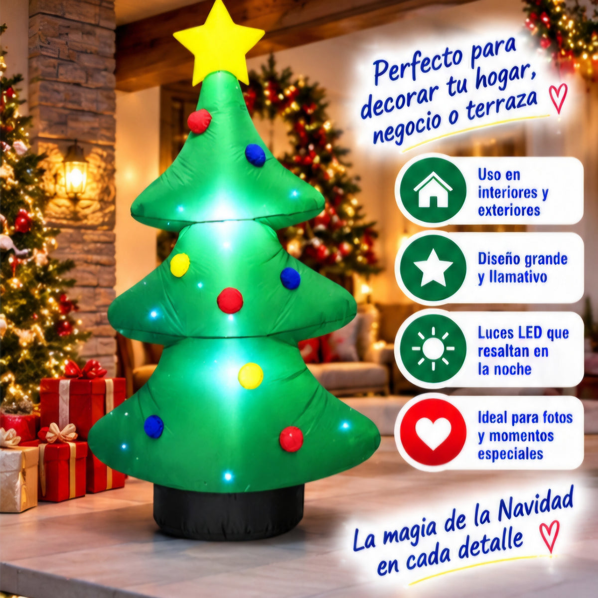 🎄✨ ÁRBOL NAVIDEÑO INFLABLE CON LUCES LED ✨🎄