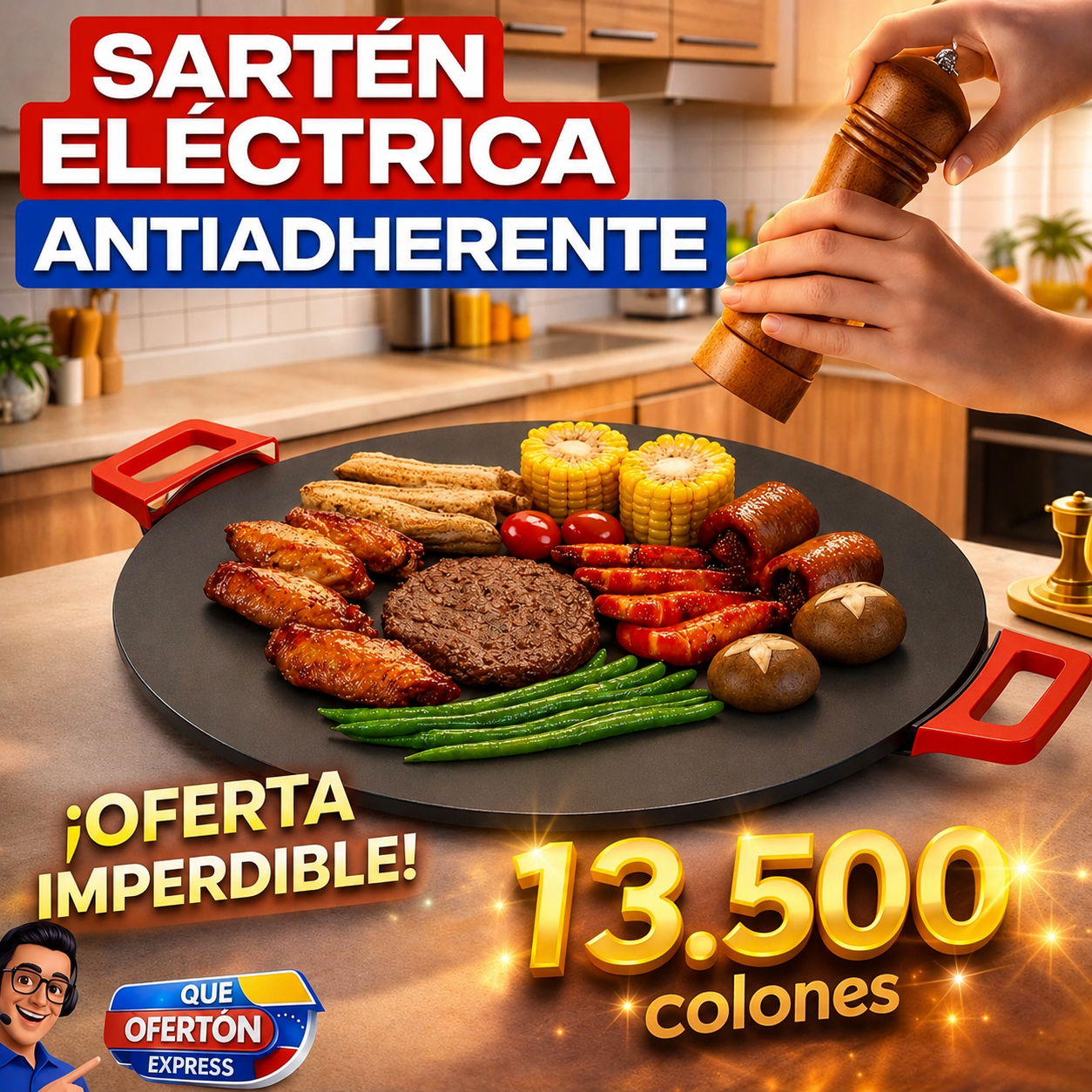 Sartén parrilla antiadherente plancha redonda coreana sin humo