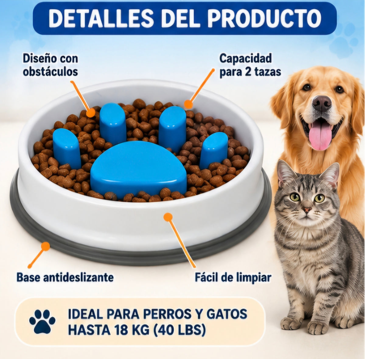 🐶🐱 COMEDERO LENTO PARA PERROS Y GATOS 🐾