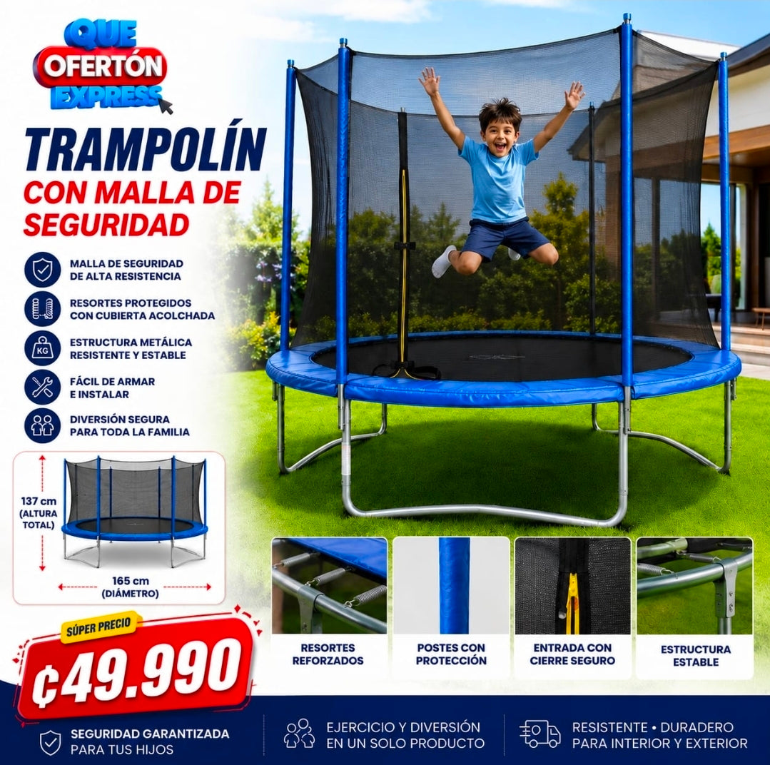 🎉 ¡TRAMPOLÍN CON MALLA DE SEGURIDAD! 🤸‍♂️🎈