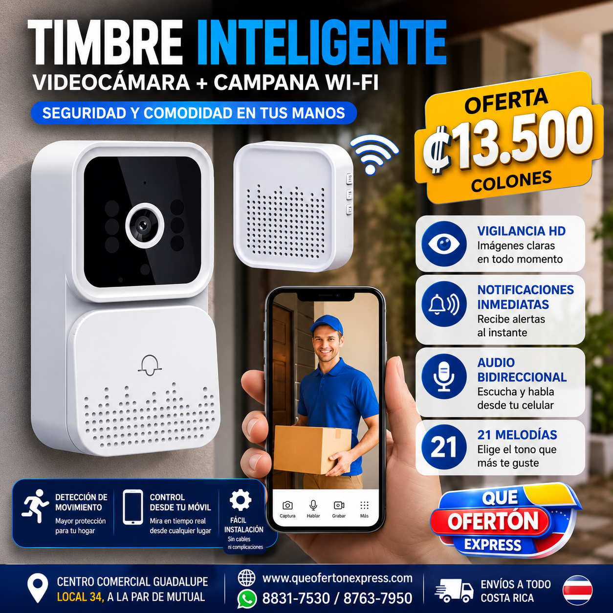 Timbre Inteligente con Videocámara + Campana WiFi