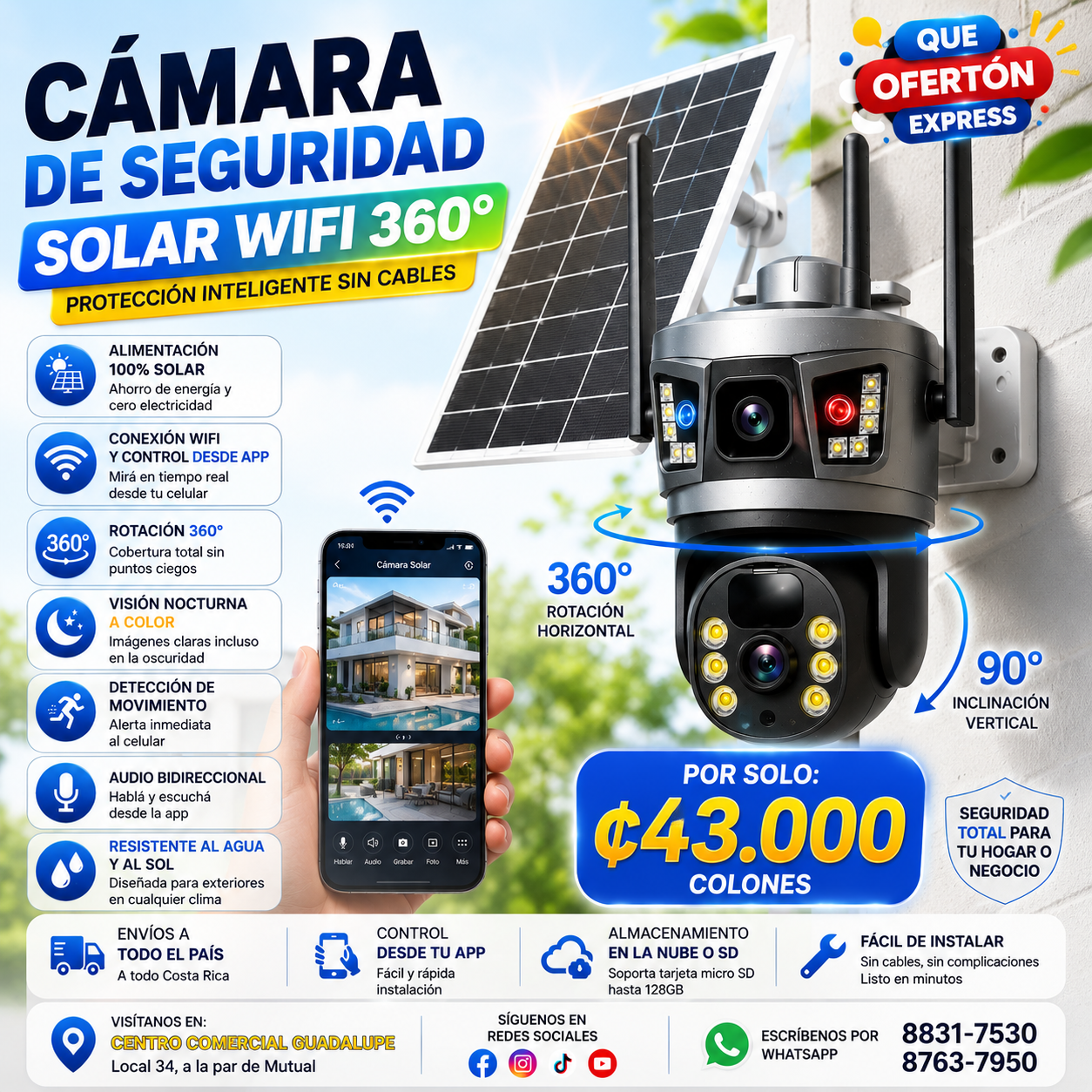 Cámara de Seguridad Solar WiFi 360°