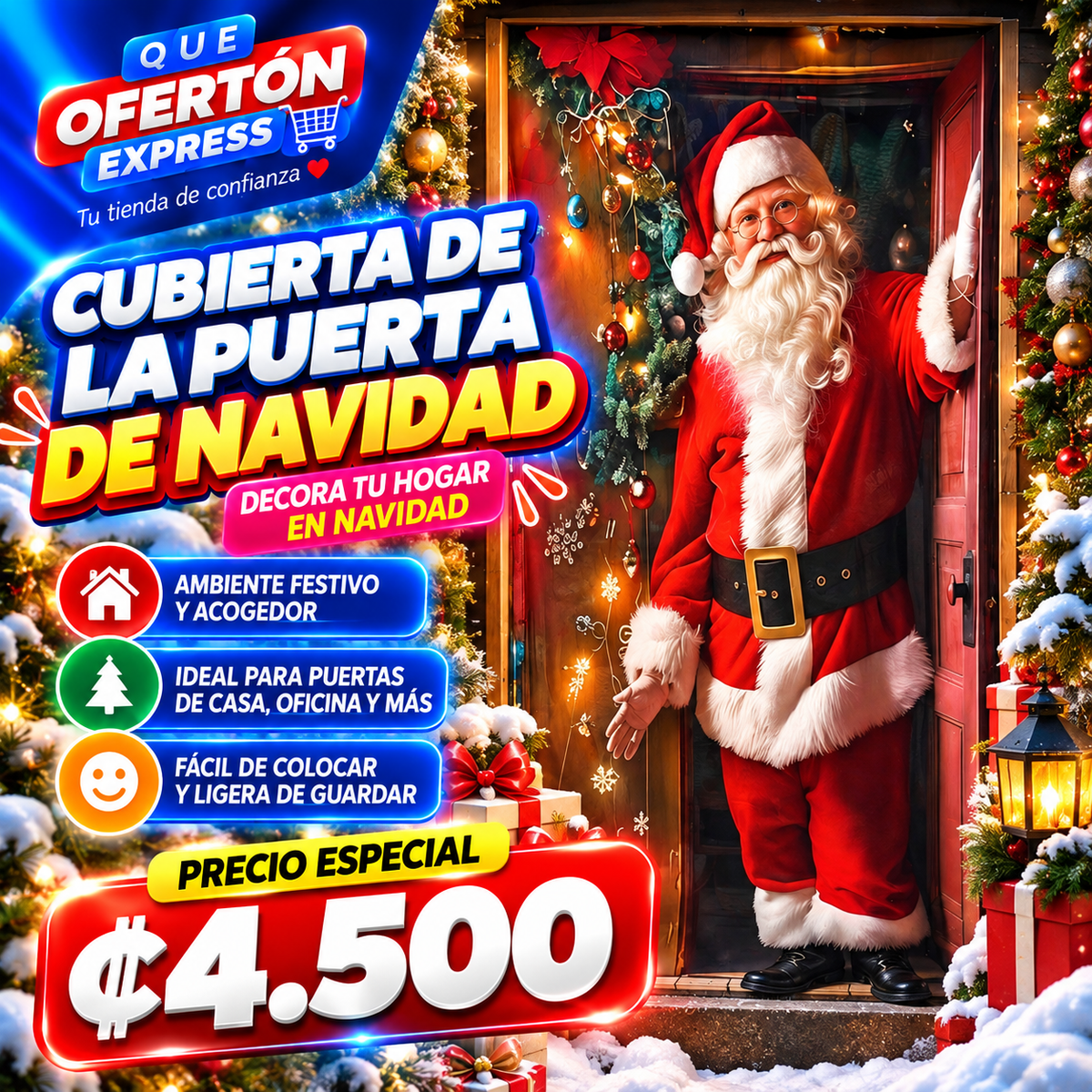 🎅🎄 Cubierta Navideña para Puertas – ¡Decora tu Hogar esta Navidad!