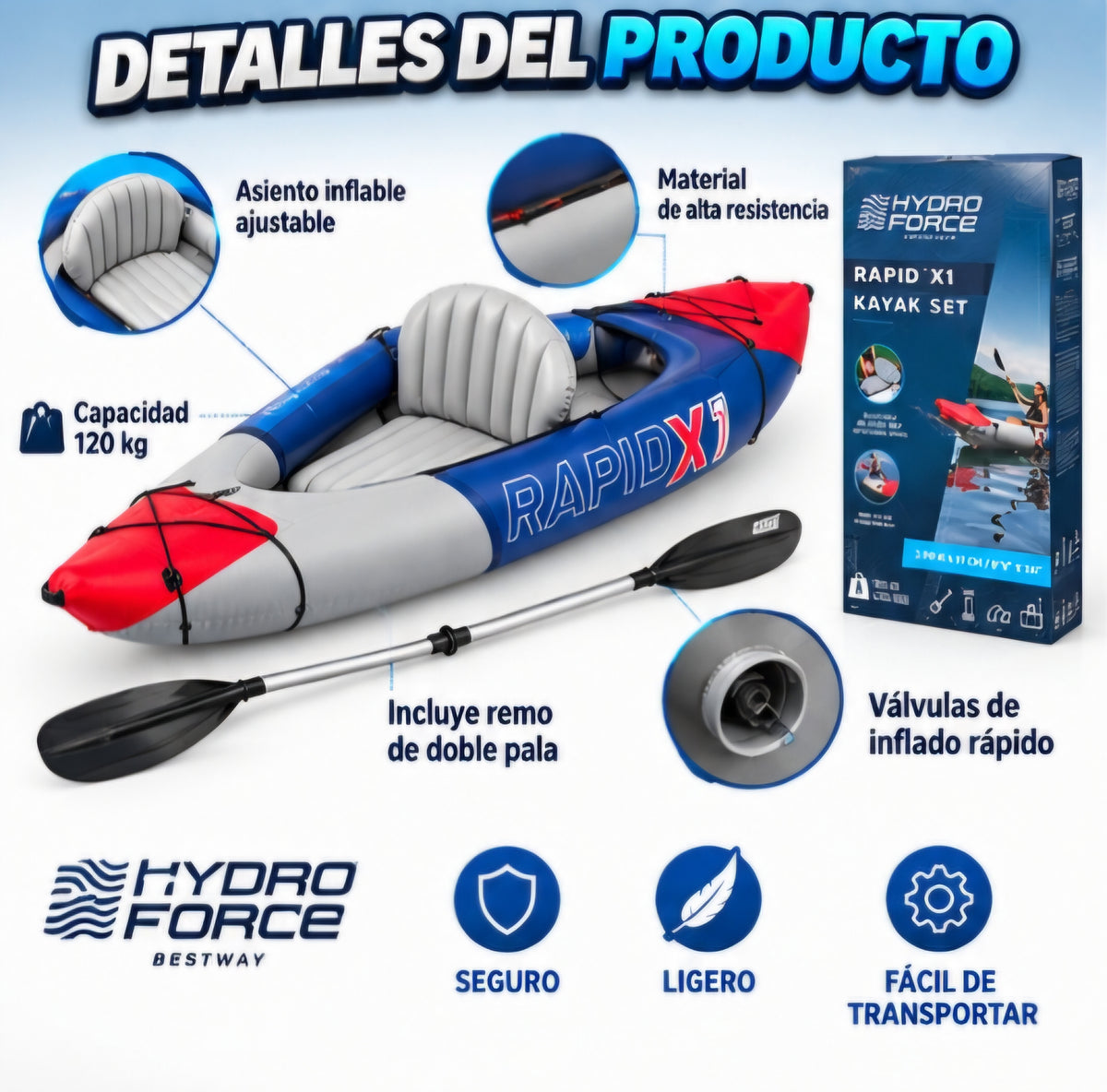 🚣‍♂️🌊 KAYAK INFLABLE HYDRO FORCE RAPID X1