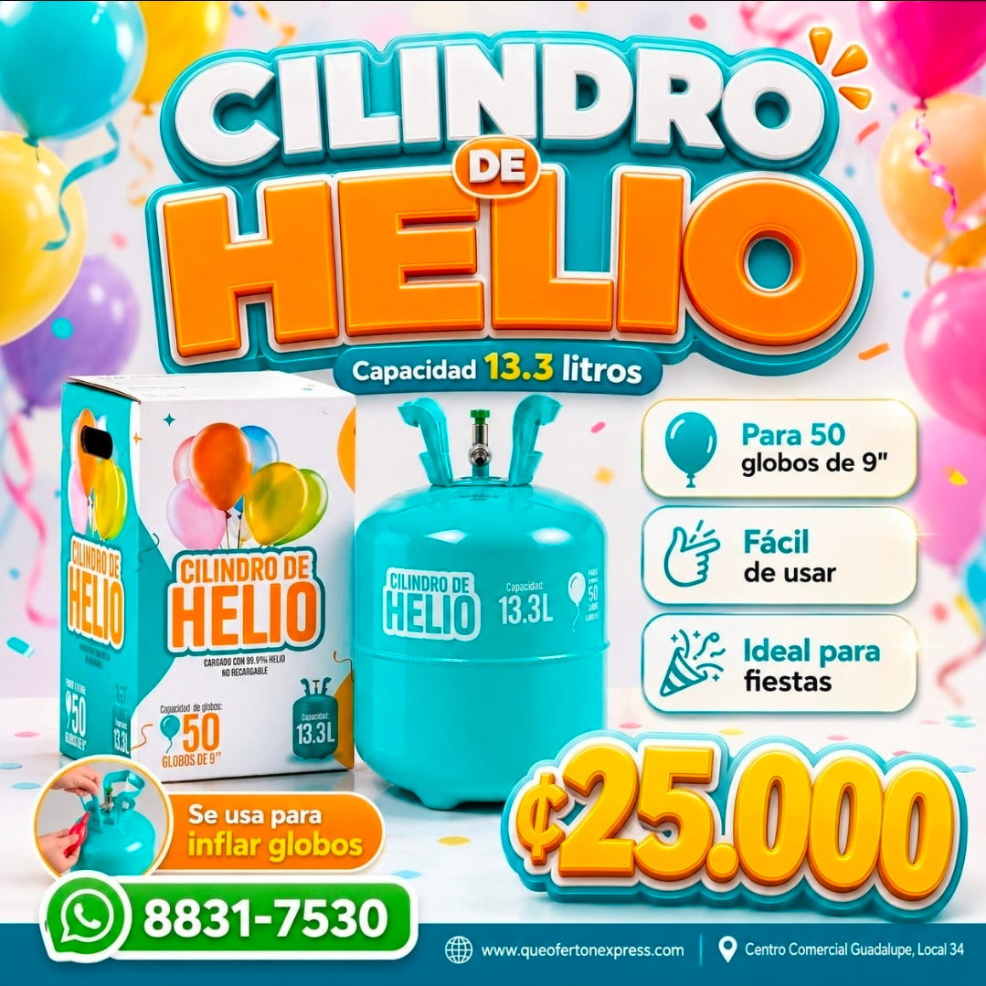 🎈✨ CILINDRO DE HELIO 13.3 LITROS 50 globos