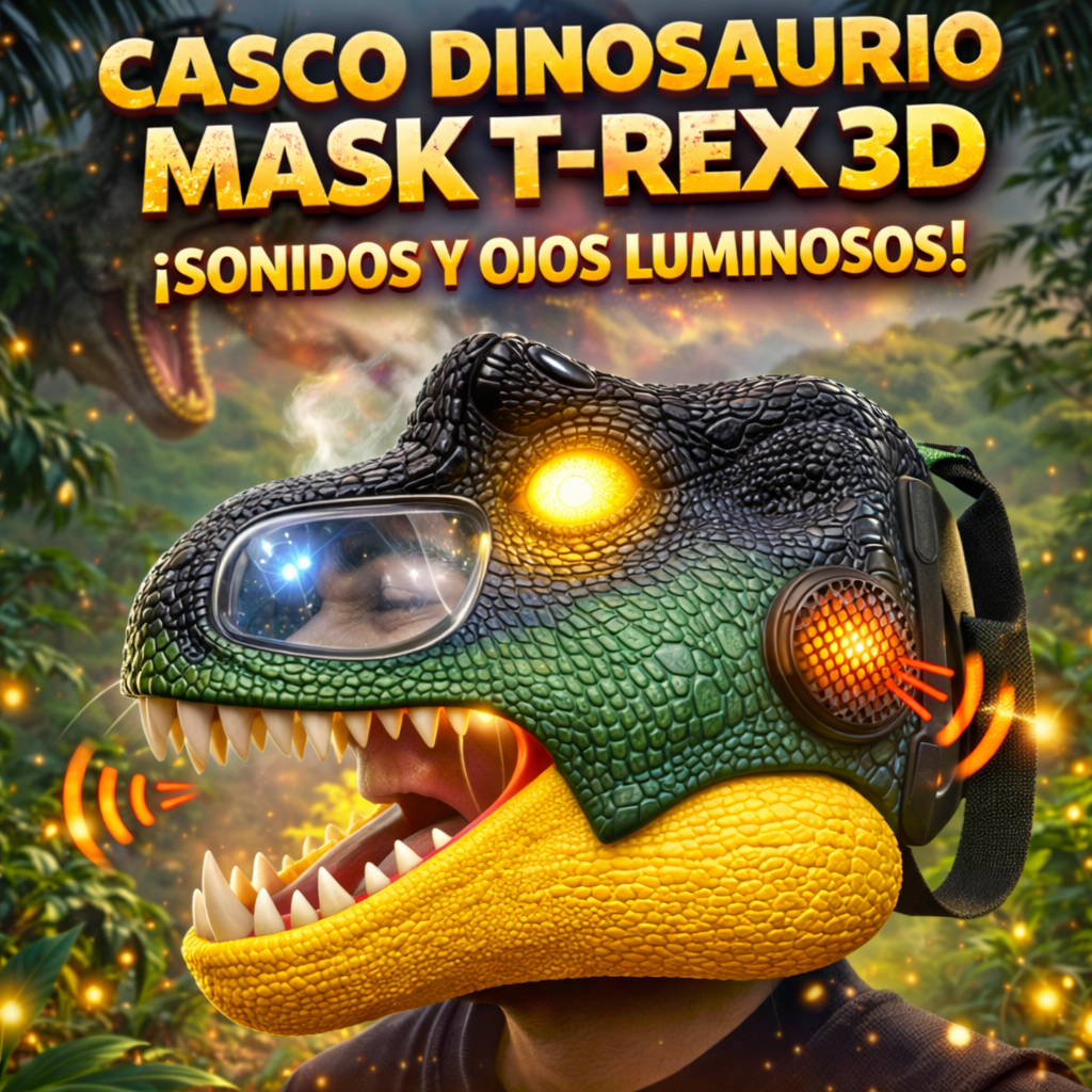 🦖 Casco Dinosaurio T-Rex 3D – ¡Vive la Aventura Jurásica! 🔥