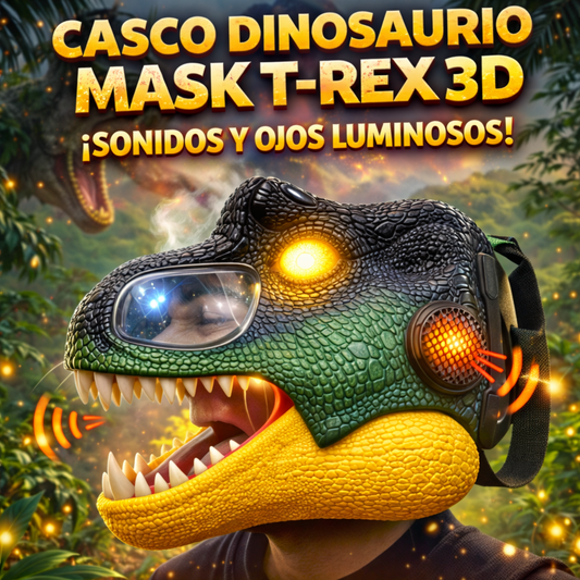 🦖 Casco Dinosaurio T-Rex 3D – ¡Vive la Aventura Jurásica! 🔥