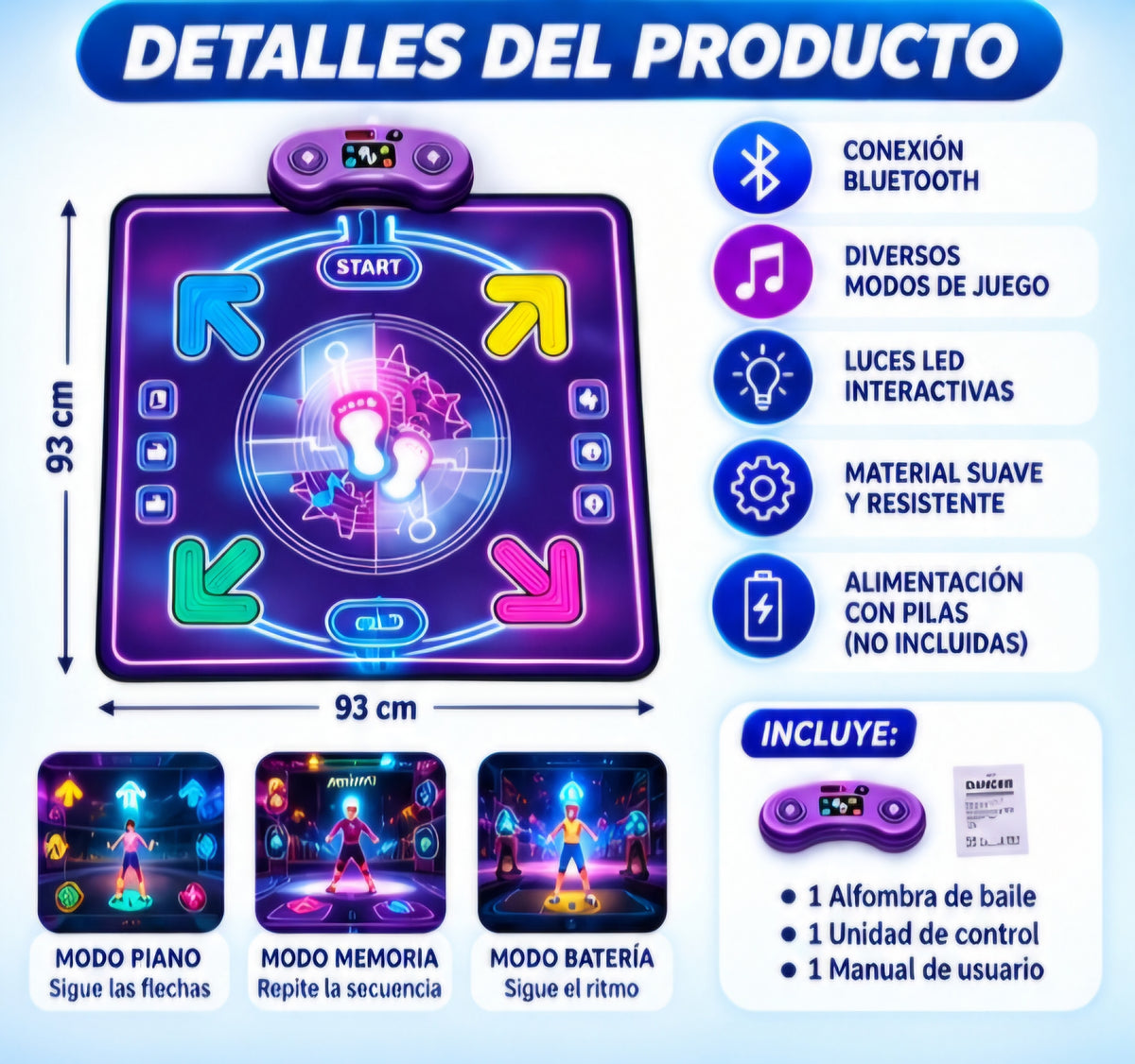 💃 ALFOMBRA DE BAILE INTERACTIVA CON BLUETOOTH 🎶