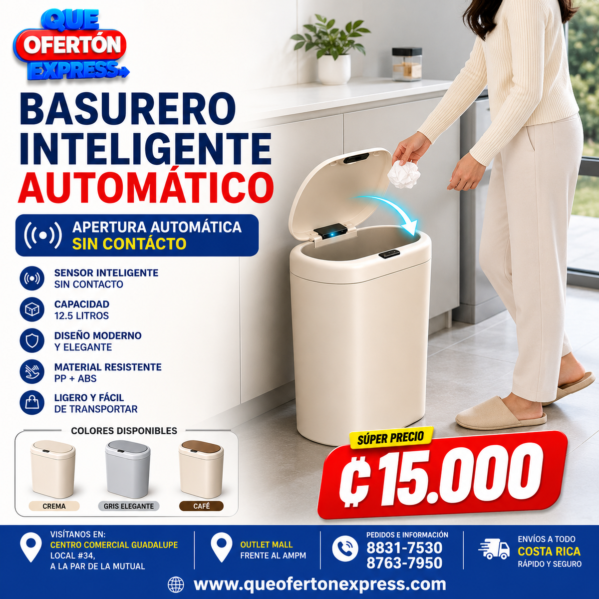 🗑️ Basurero Inteligente Automático – 12.5 Litros 🗑️