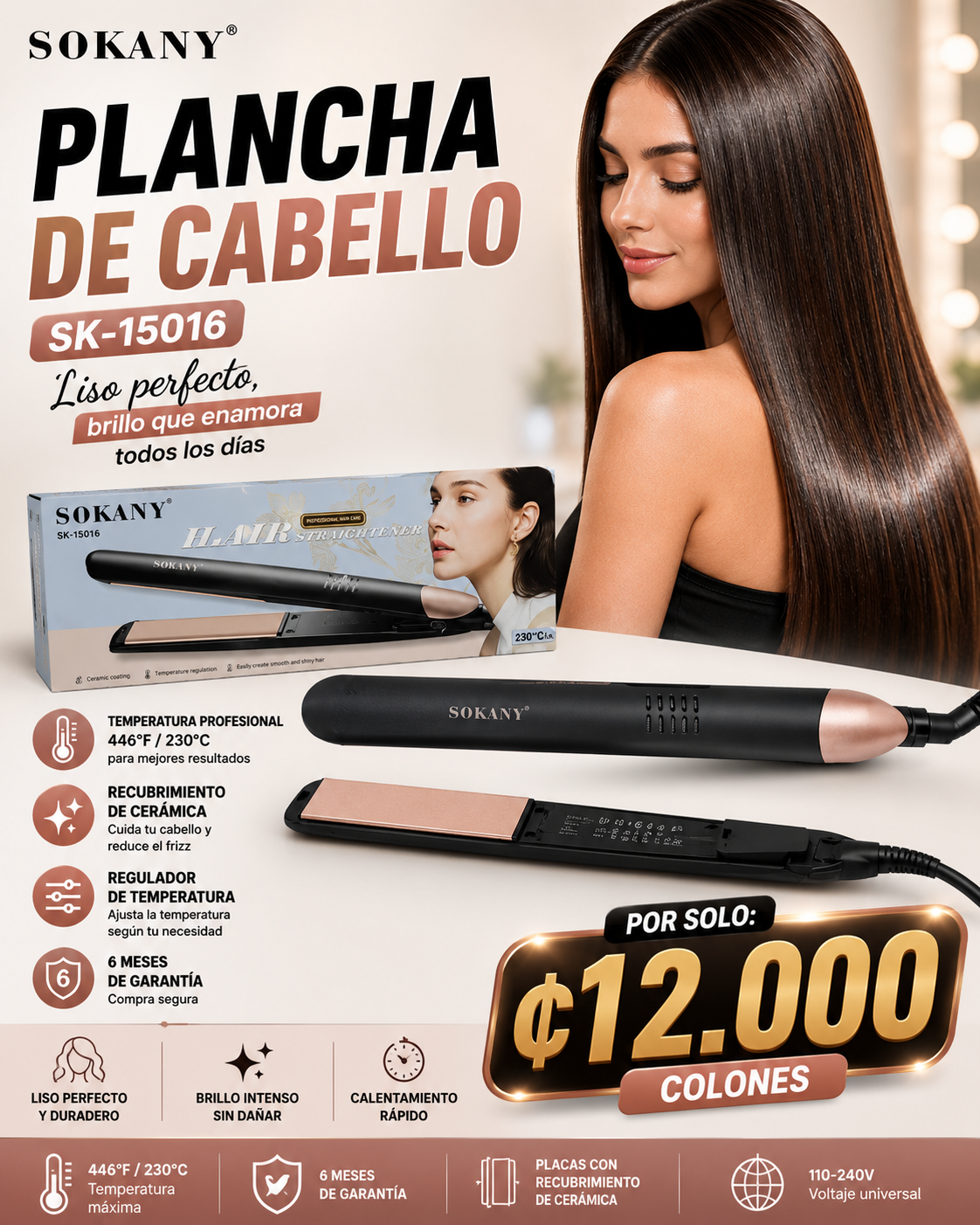 💇‍♀️ Plancha de Cabello Sokany SK-15016 🔥