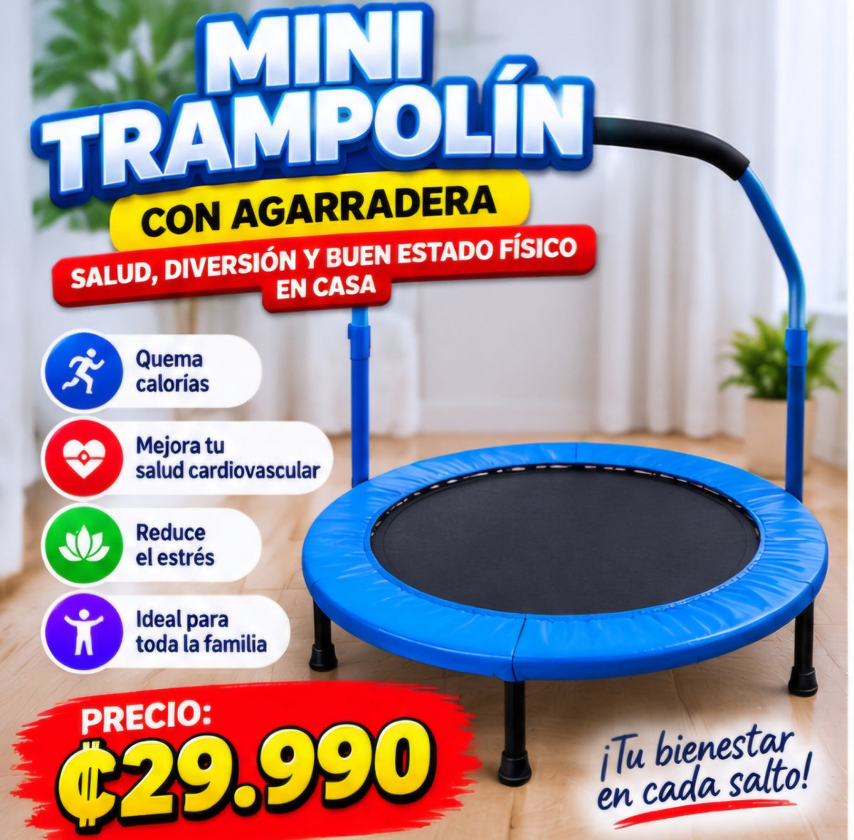💙🤸 ¡MINI TRAMPOLÍN CON AGARRADERA! 🤸💙