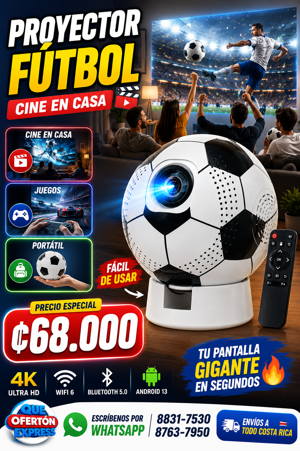 ⚽📽️ Proyector Balón Smart Android 13.